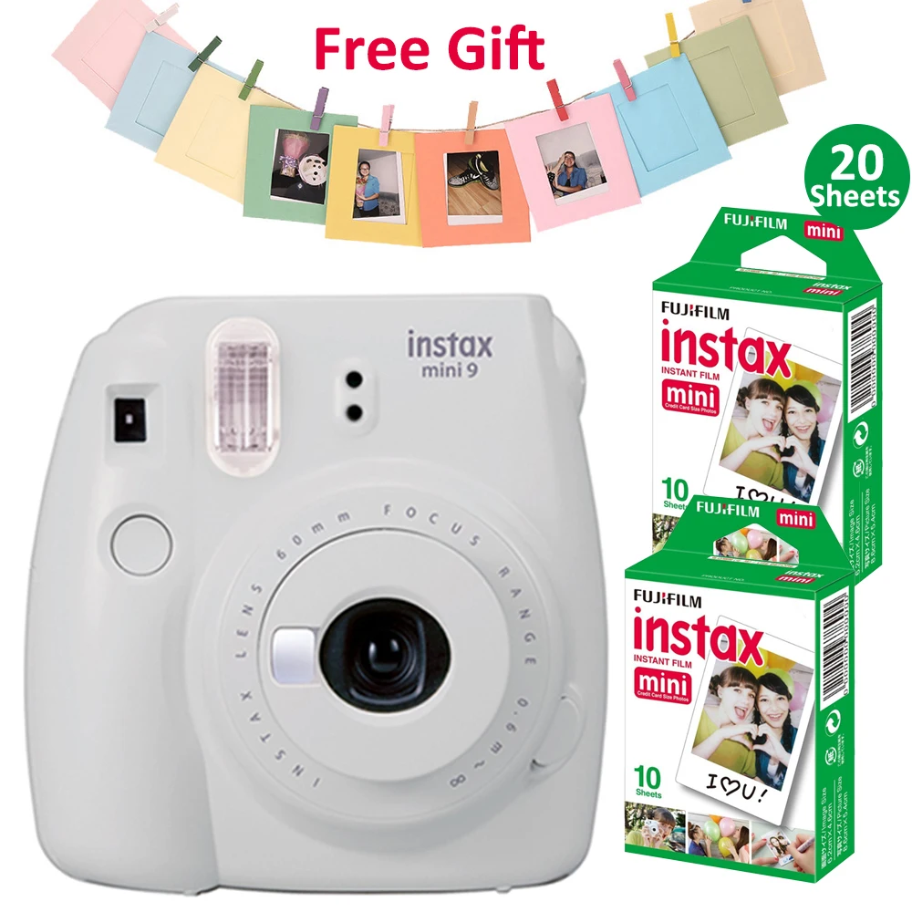 Fujifilm Instax Mini 9 Комплект для камеры набор пленочных фотокамер мгновенная камера с 20 листами белая пленка+ фоторамка+ зажим+ струна