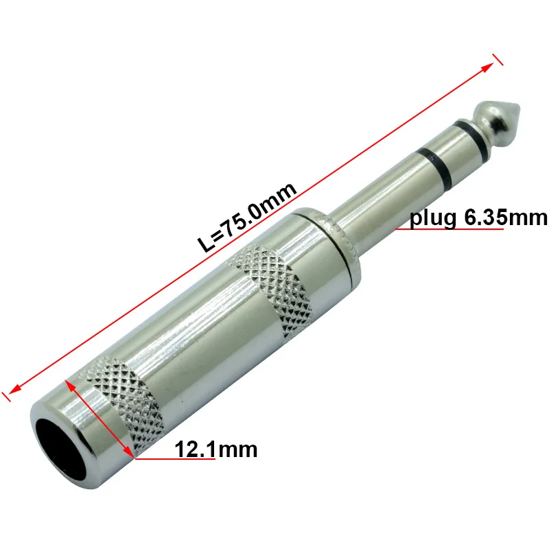 Высокое качество 1/" 3 полюса стерео джек 6,35 мм провода разъем никелированный Серебряный 6,5 мм штекер Кабельный разъем