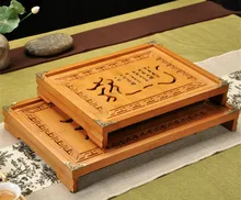 

2 Size Kung Fu Tea Set Natural Wood Bamboo Engrave Tea Tray Rectangular Traditional Bamboo Puer Tea Tray Oolong Tea Table