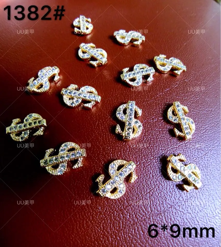 Новейшие экспорт из Японии Золотой доллар$ деньги 3d дизайн ногтей металлические украшения - Цвет: 2 pieces GOLD dollor