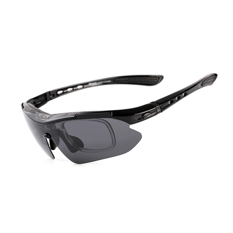 Sireck рыбацкие солнцезащитные очки, очки для велоспорта мужские и женские УФ-защитные поляризованные очки для рыбалки 5 линз для спорта на открытом воздухе велосипед gafas - Цвет: SGL001BK