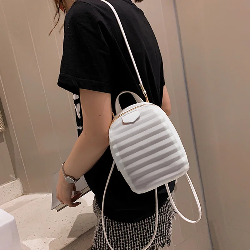 

Women Mini Backpack Wear-resistant Solid Color PU Bag for Travel Shopping New
