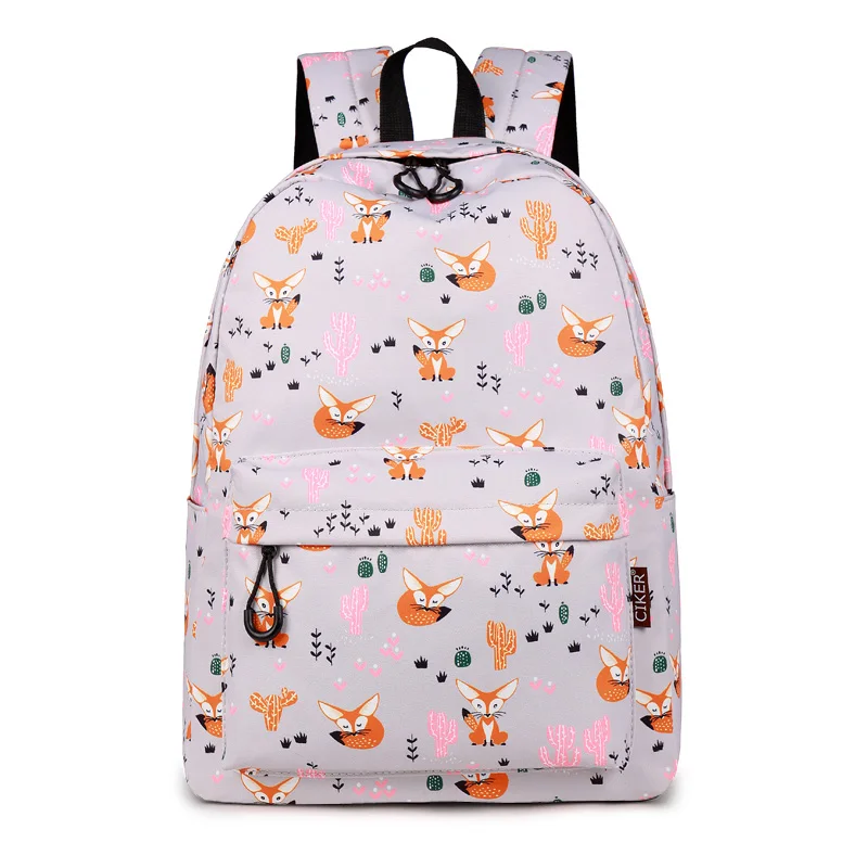  CIKER Fox Pattern Printing Backpack Female Travel Daily Laptop Student School Backpack Water Repell