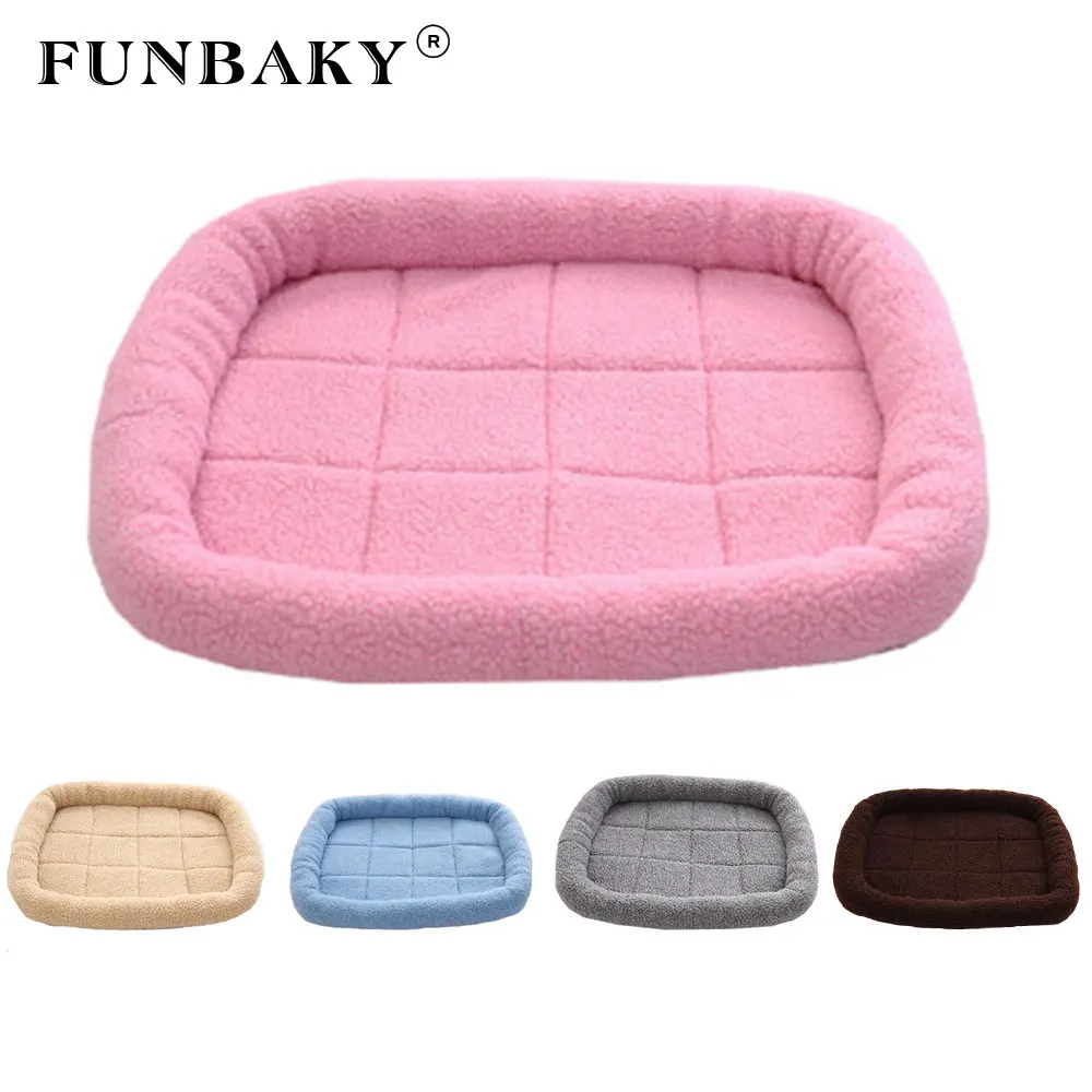 FUNBAKY 4 Sizes Lamb Cashmere Breathable Handwash Warm Indoor Pet Dog Beds for Medium Large Dogs Beds & Matsv