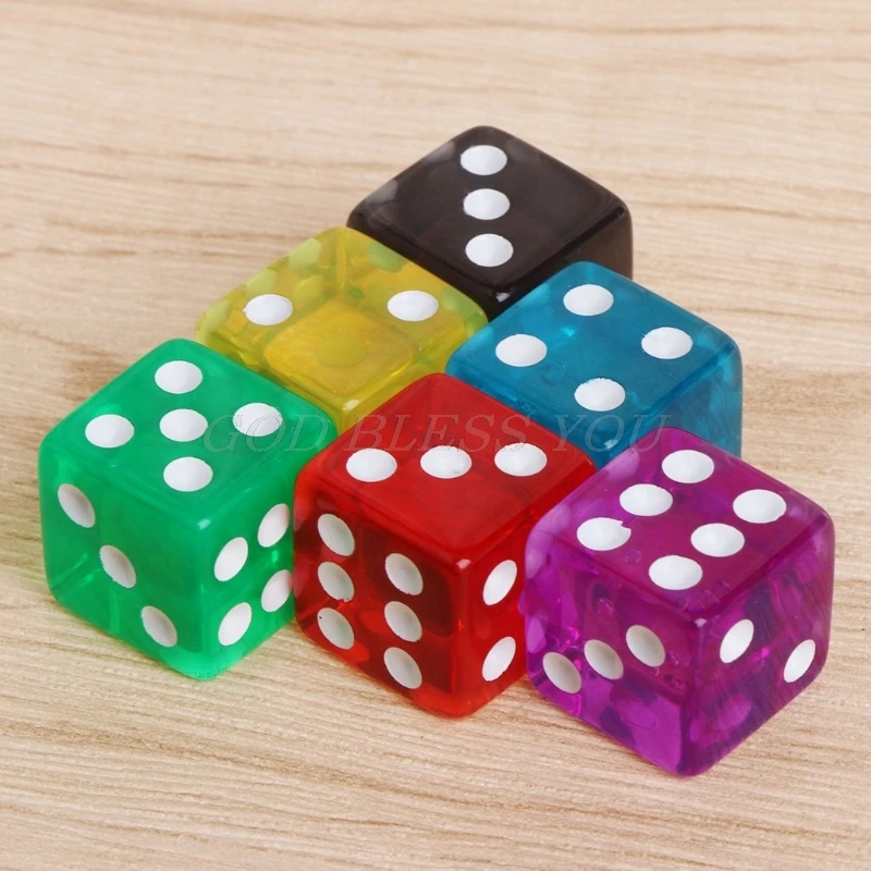 

10pcs Six Sided 15mm Transparent Cube Round Corner Portable Table Playing Games