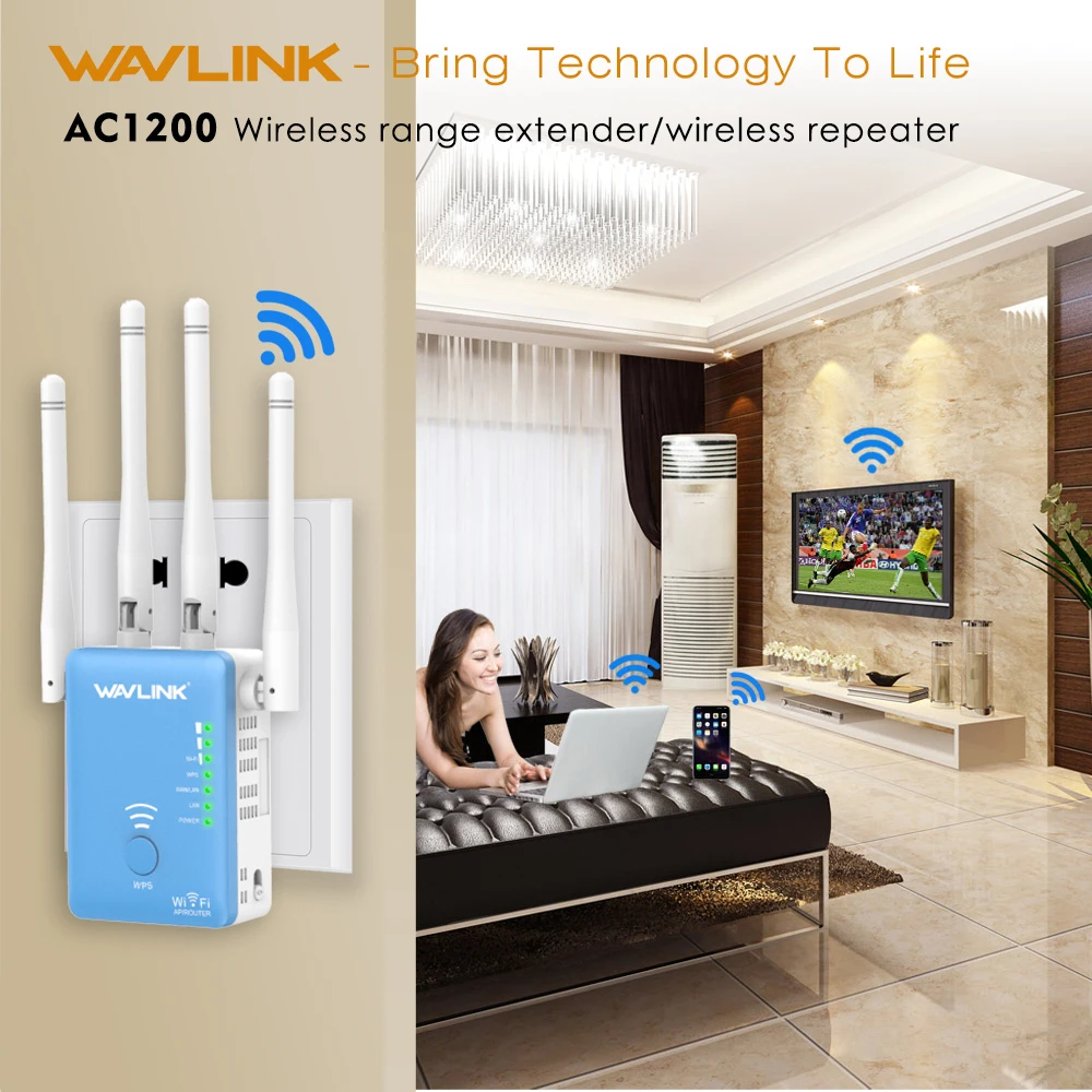 Беспроводной репитер Wifi Wavlink/Маршрутизатор 1200 мбит/с 2.4 ГГц и 5 двухканальный