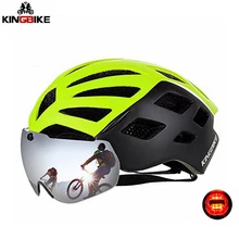 KINGBIKE Magnetic Goggle Cycling Helmet Ultralight Integrally-molded Road MTB Bike Bicycle Helmet Lens Sunvisor Casco Ciclismo drop ship inbike cycling helmet bicycle helmet with cycling glasses ultralight integrally molded road mtb helmet casco ciclismo