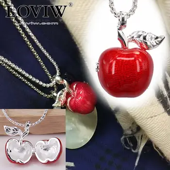 

European Locket Openable Red Apple Pendant Necklace Red enamelled New Fashion Bijoux Jewelry Gift For Women & Men silver chain