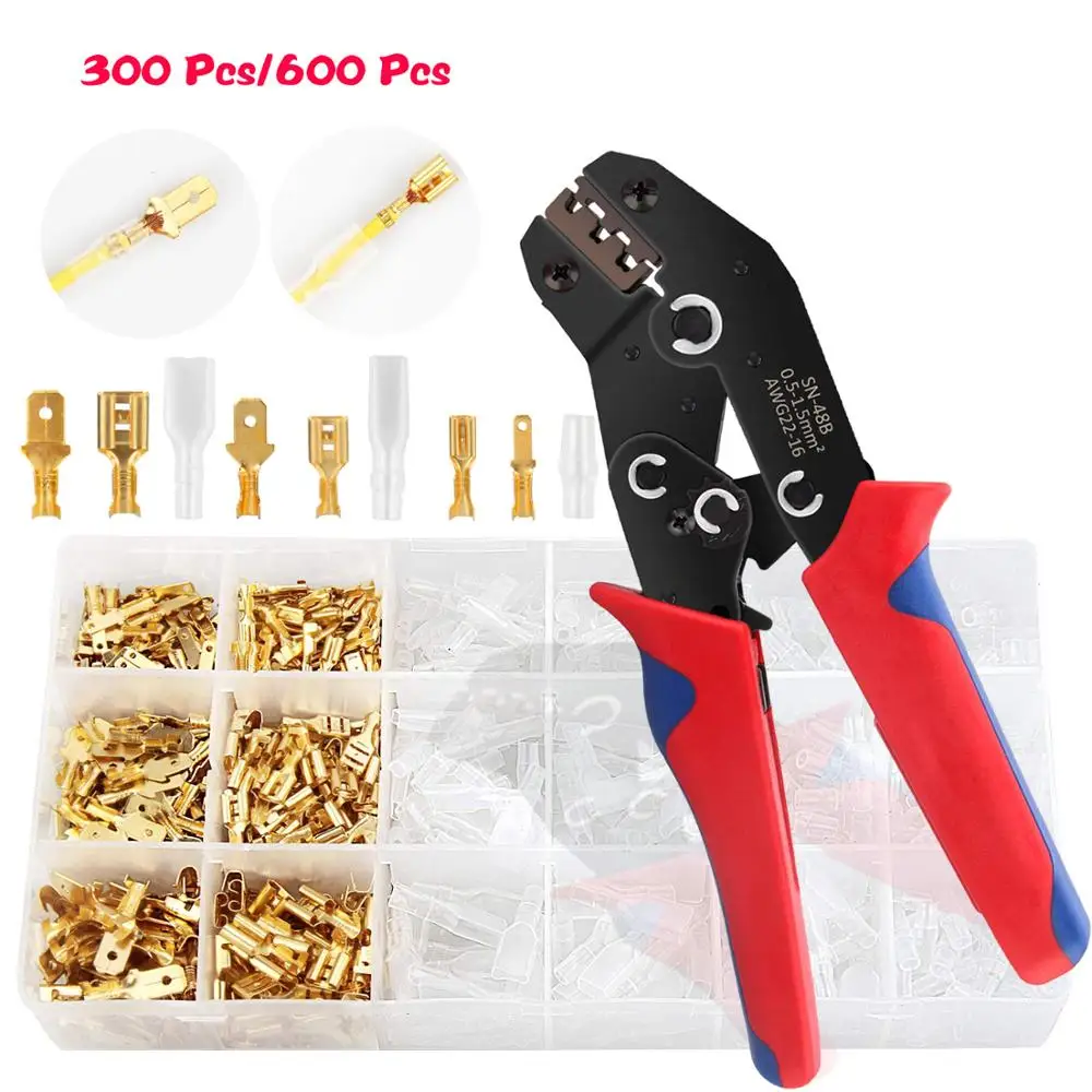

Terminal crimping pliers crimping tool 48B cold press pliers 300PCS/600PCS plug spring terminal crimping pliers set free postage
