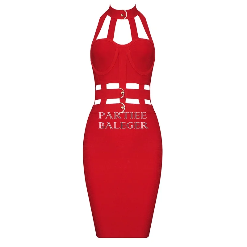 Новое поступление, шикарное красное мини-платье, сексуальное открытое платье с пряжками, без спинки, вечерние платья знаменитостей без рукавов, Бандажное платье для клуба