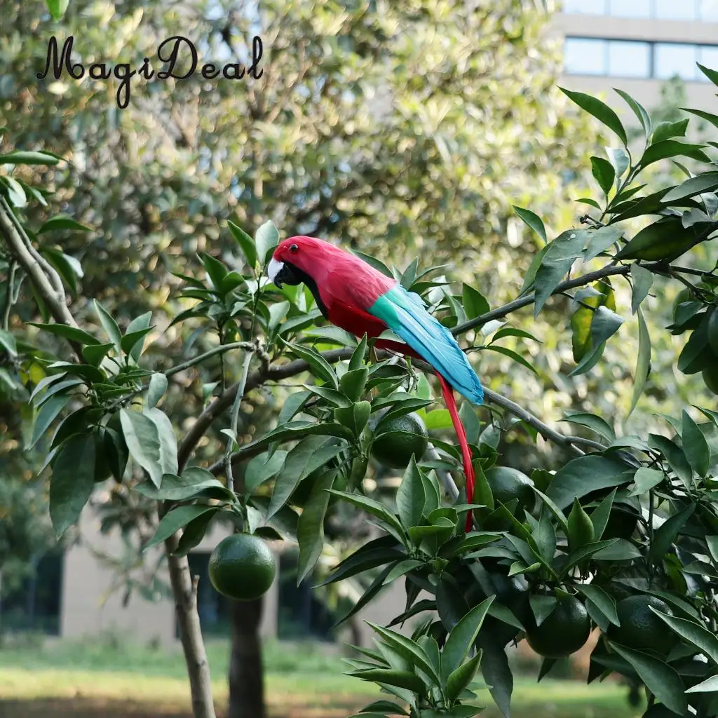 12'' / 30cm Decorative Feather Parrot Model Artificial Bird Statue Macaw Figurine Fancy Dress Props Garden Lwan Tree Decor
