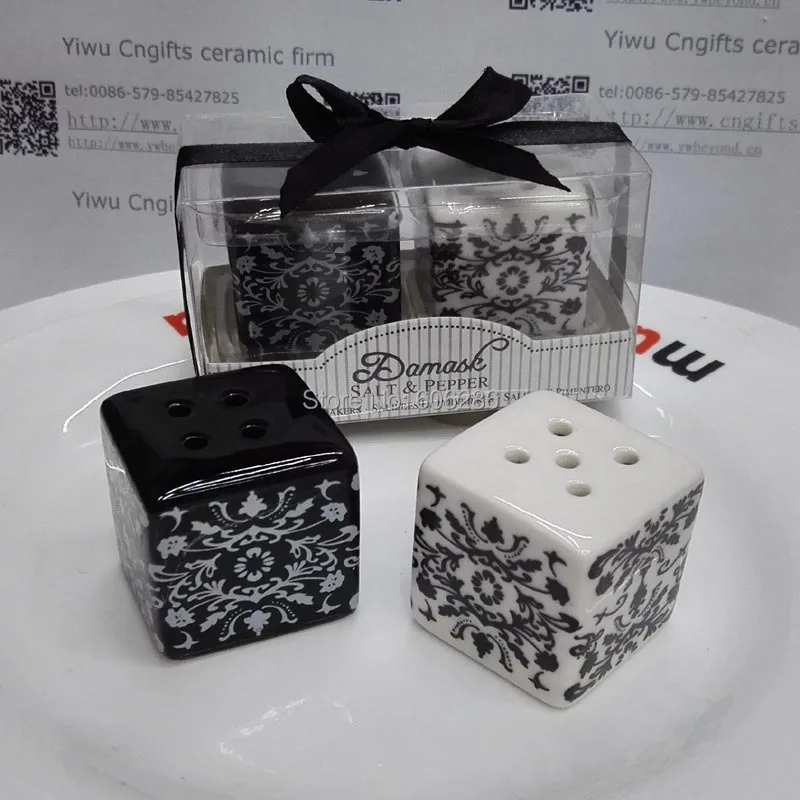 

10pairs/lot (20pcs) kids birthday party supplies Damask Ceramic Salt Pepper Shakers Small Gifts for Wedding Events