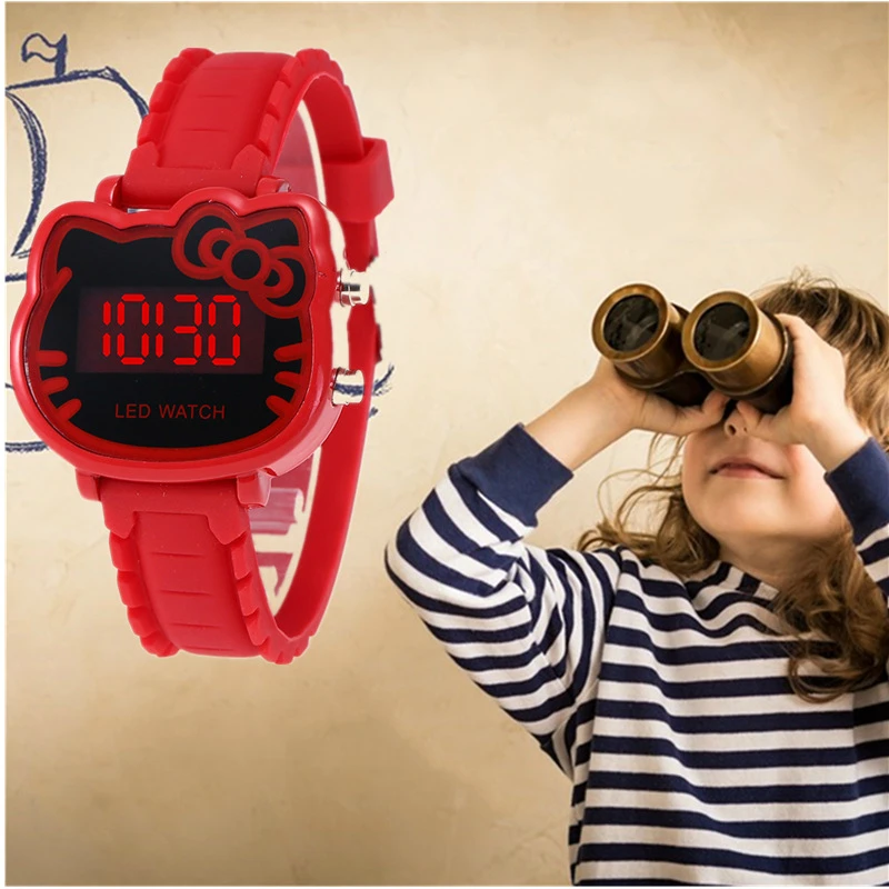 New Kids Cartoon LED Watch Student Lovely Hello Kitty Children Watch Gift for Boys Girls New Kids Cartoon LED Watch Student Lovely Hello Kitty Children Watch Gift for Boys Girls