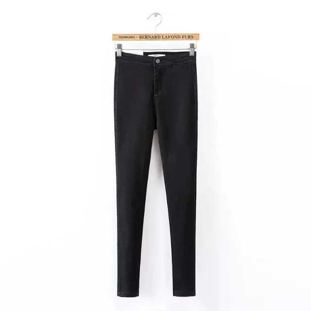 Firstto винтажные узкие джинсы скинни с высокой талией, эластичные леггинсы, длинные узкие брюки, джинсовые брюки, уличные женские 4 цвета - Цвет: Black