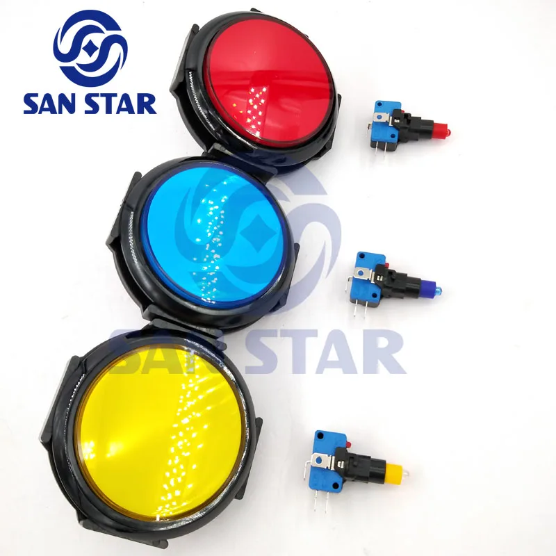 

5 Pcs 100mm Diameter Flat Illuminated Push Button For Arcade Game Machine - Game Machine Accessory