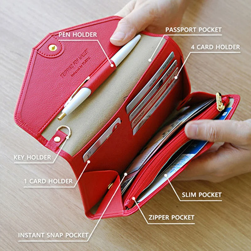 

Fashion Traveler's passport clip Document Organizer Wallet Passport ID Card Holder Multi function passport bag 17*10.5cm