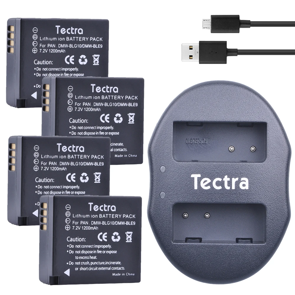 Tectra 4 шт. dmw-blg10 dmw-ble9 bp-dc15 bpdc15 Li-Ion Bateria + USB двойной Зарядное устройство для Panasonic DMC gf6 GX7 GF3 GF5 lx100 gx80 gx85