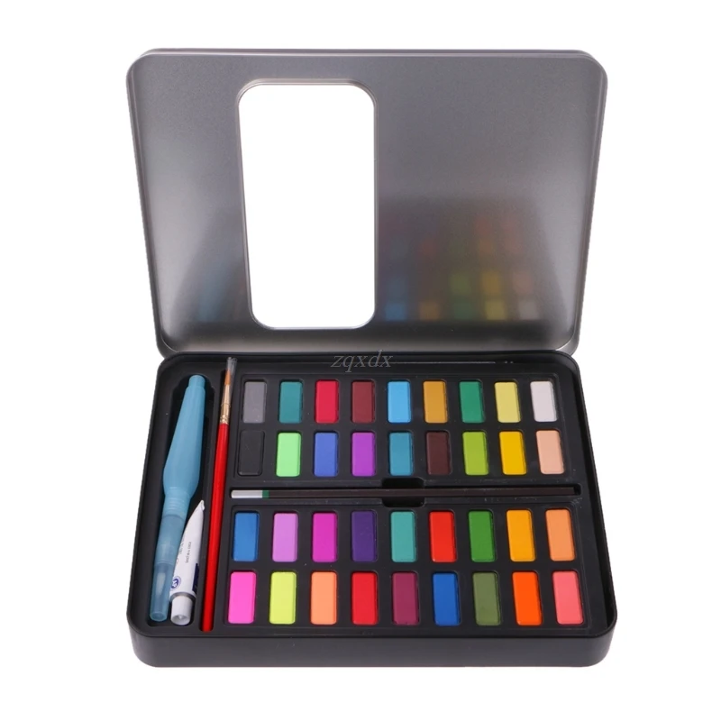 

36 Colors Solid Watercolor Artist Paint Set Painting Box with Pens Paper And Bag Artist Art Supplies