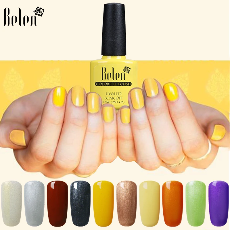 

Belen 2pcs Set UV LED Soak-Off Nail Gel Polish 79 Colorful Bottle Professional Gel Varnish And 10pcs Removere Wraps Kit 7.3ml