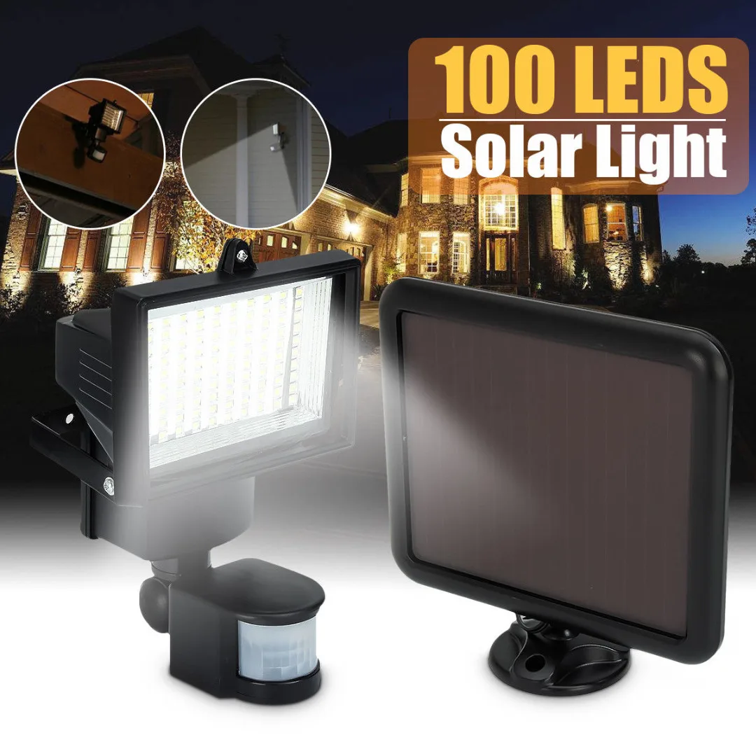 100 LED Solar Panel Sensor Flood Light Security Motion Spot Lamp Outdoor Garden