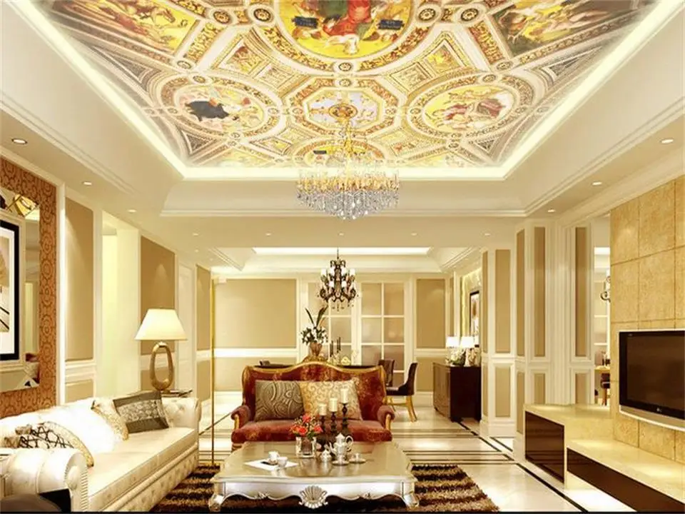 

Custom 3d photo ceiling room mural wallpaper European angel marble photo HD painting background non-woven sticker wallpaper
