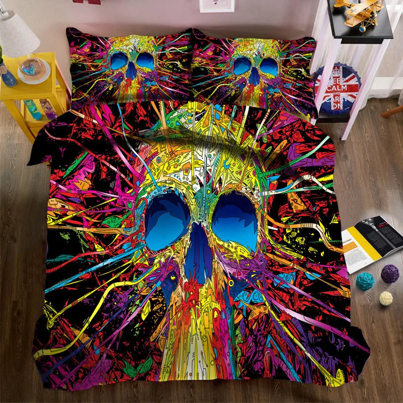 

Morden 3D Bedding Set skull Quilt Cover Set King Queen Twin Size Home Textiles Drop Ship