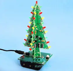 Рождественская елка светодиодный мигающий свет DIY Kit Красный Зеленый Флэш-схема светодиодный