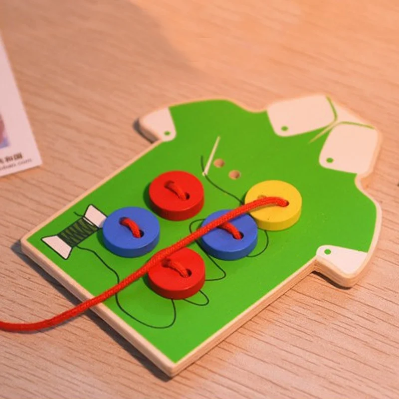  Nice Montessori Educational Toys Beads Lacing Board Wooden Toys Toddler Sew On Buttons Early Educat - 32814494494