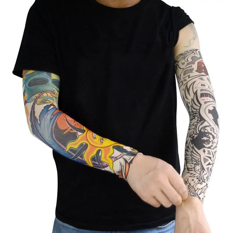 1 шт. Татуировка рука унисекс УФ Бег Велоспорт Спорт эластичность компрессионные гетры для рук Баскетбол рукава для мужчин/wo для мужчин