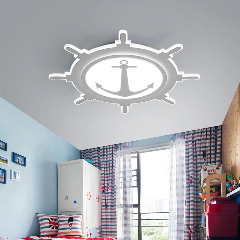 

LED Ultra-thin Ceiling Lamp Modern Bedroom Light Creative Children Room Lights Cartoon Helmsman Mediterranean Lighting