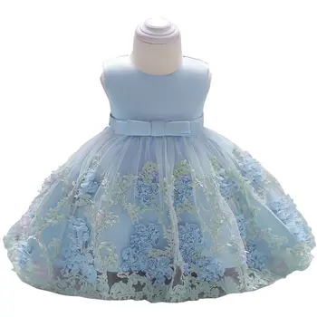 

Vintage Toddler Girls Baby Flower Birthday Dresses White Baptism Dresses Baby Girl infant 1 Year Birthday dress Ball Gown