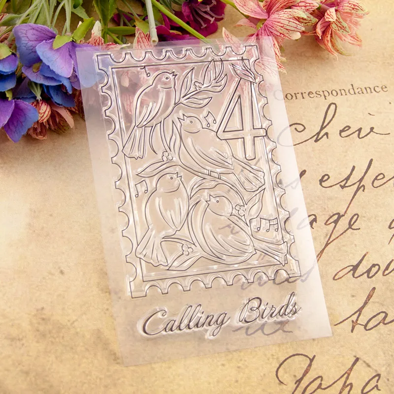 

New Four Birds Transparent Clear Silicone Stamp for Seal DIY Scrapbooking Photo Album Decorative Clear Stamp Sheets