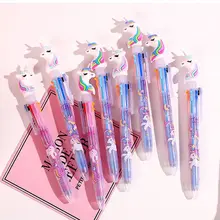Мультяшная шариковая ручка с рисунком единорога Kawaii кремнезема Радуга 2 цвета чернила шариковые ручки для письма детям студентам подарок креативные канцелярские принадлежности