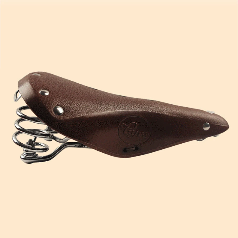 Retro Vintage Leather Bicycle Saddle Road Mountain Bike Seat Custion Pad Classic
