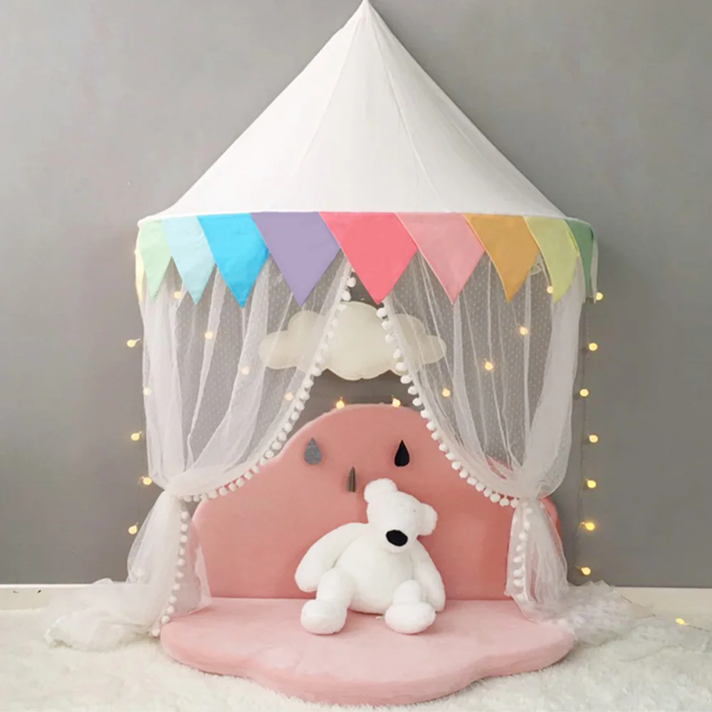 Детская вигвама палатка для детей навес шторы для детской кроватки принцесса навес кровать шторы детский диван чтение декор для угла
