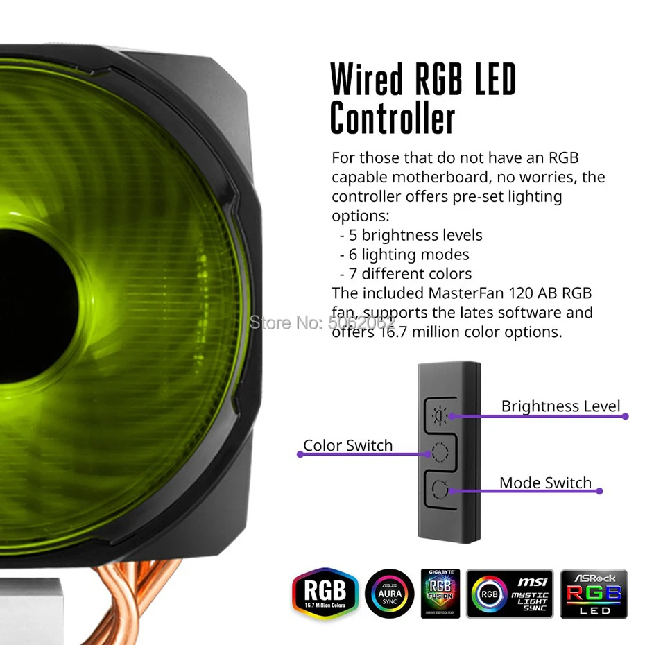 Кулер Cooler Master T610P, 6 тепловых труб, радиатор, двойной 12 см RGB PWM вентилятор с контроллером для Intel 115x2011 2066 AMD AM4 AM3