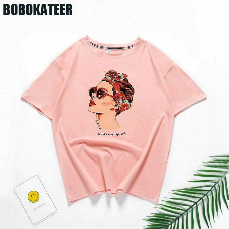 BOBOKATEER Vogue футболка Для женщин футболка плюс Размеры летняя белая футболка Для женщин топы Винтаж розовый футболка Femme Camiseta Mujer 2018 BOBOKATEER Vogue футболка Для женщин футболка плюс Размеры летняя белая футболка Для женщин топы Винтаж розовый футболка Femme Camiseta Mujer 2018