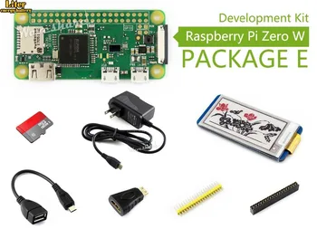 

Raspberry Pi Zero W Package E Basic Development Kit Micro SD Card, Power Adapter, 2.13inch e-Paper HAT, and Basic Components
