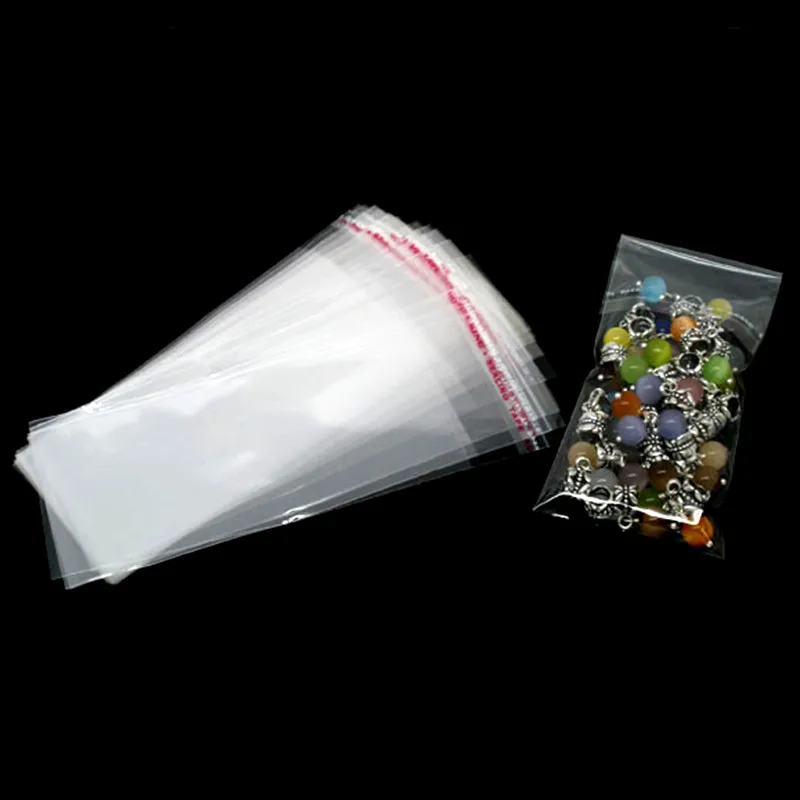 1000Pcs Clear Self Adhesive Seal Plastic Bags Jewelry Packaging Display (Usable Space 11x5cm) 14x5cm 100 pcs packaging bags jewelry storage pouch small plastic for rings disposable clear self seal organizer