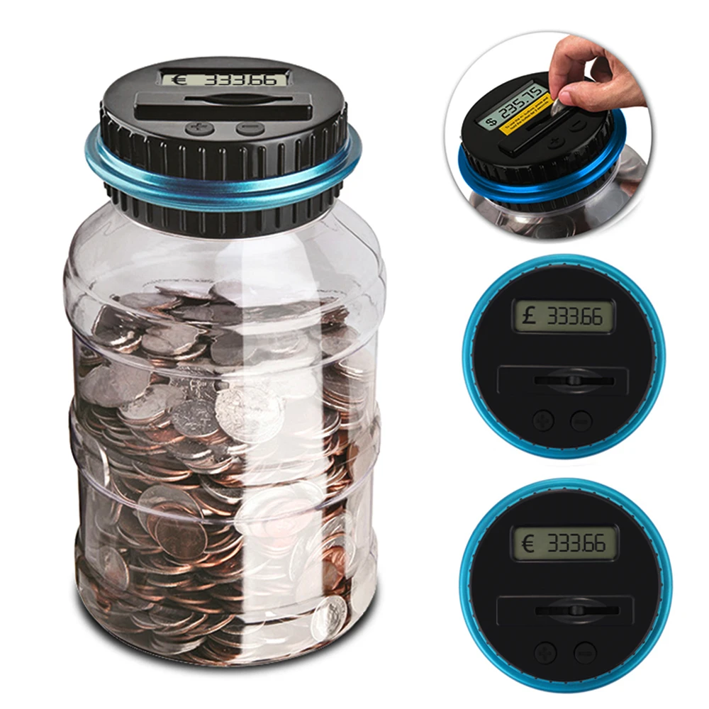 Piggy Bank Counter Coin Electronic Digital LCD Counting Coin Money Saving Box Jar Coins Storage Box For USD EURO GBP TWD Money
