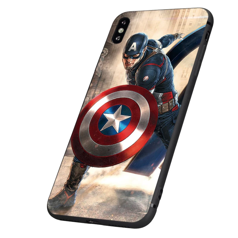 Черный ТПУ чехол для iphone 5 5S se 6 6s 7 8 plus x 10 XR XS MAX силиконовый чехол Marvel мстители капитан Железный человек танос