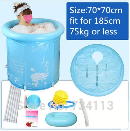 Спа ванна надувная Ванна 65x70 см Складная Ванна, надувная ванна для взрослых ванна бассейн Детская ванна с воздушным насосом расслабляющее тело - Цвет: L 70X70CM BLUE