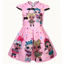 A-shaped 2019 cheongsam children's wear LOL new cartoon jacquard children's dress A-shaped 2019 cheongsam children's wear LOL new cartoon jacquard children's dress