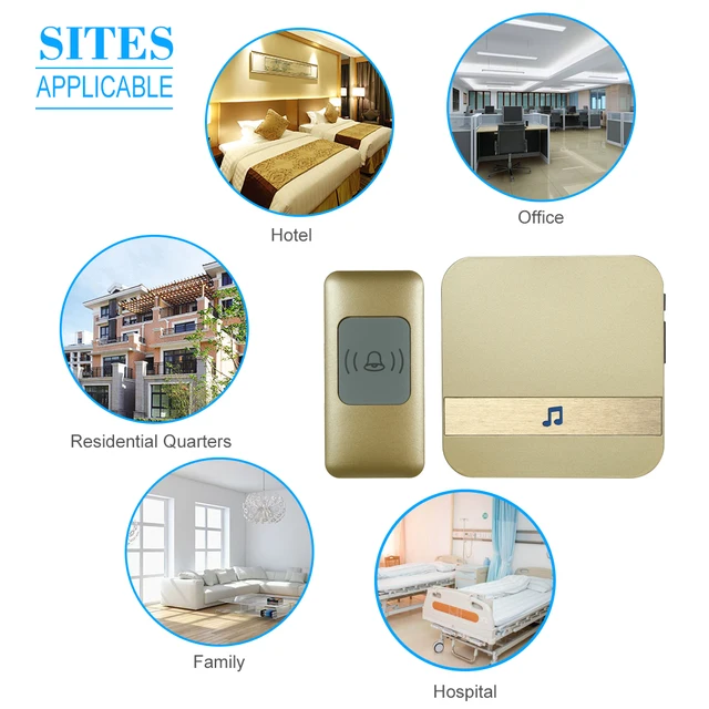 Wireless Smart Ding-dong Doorbell with 1*Indoor Unit 1*Outdoor Unit 52 Ring Tone Options  for Home/Office/Warehouse/Hotel