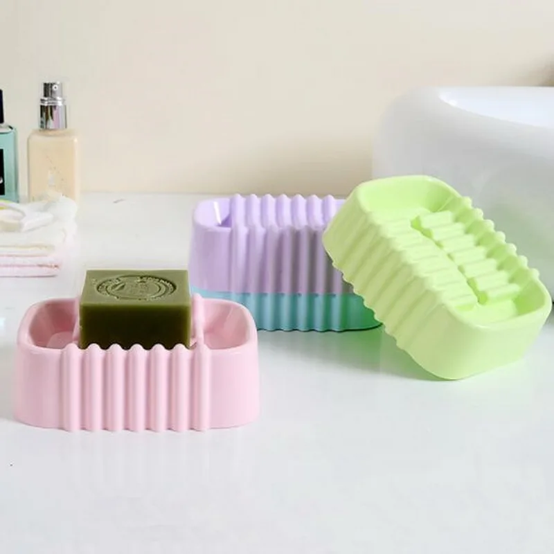 New Arrival 1pcs/bag Stripes Draining Soap Box Bathroom Plastic Hand