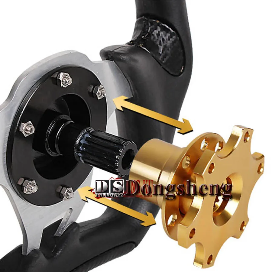 Free Shipping Black Gold Steering Wheel Snap Off Quick Release Hub