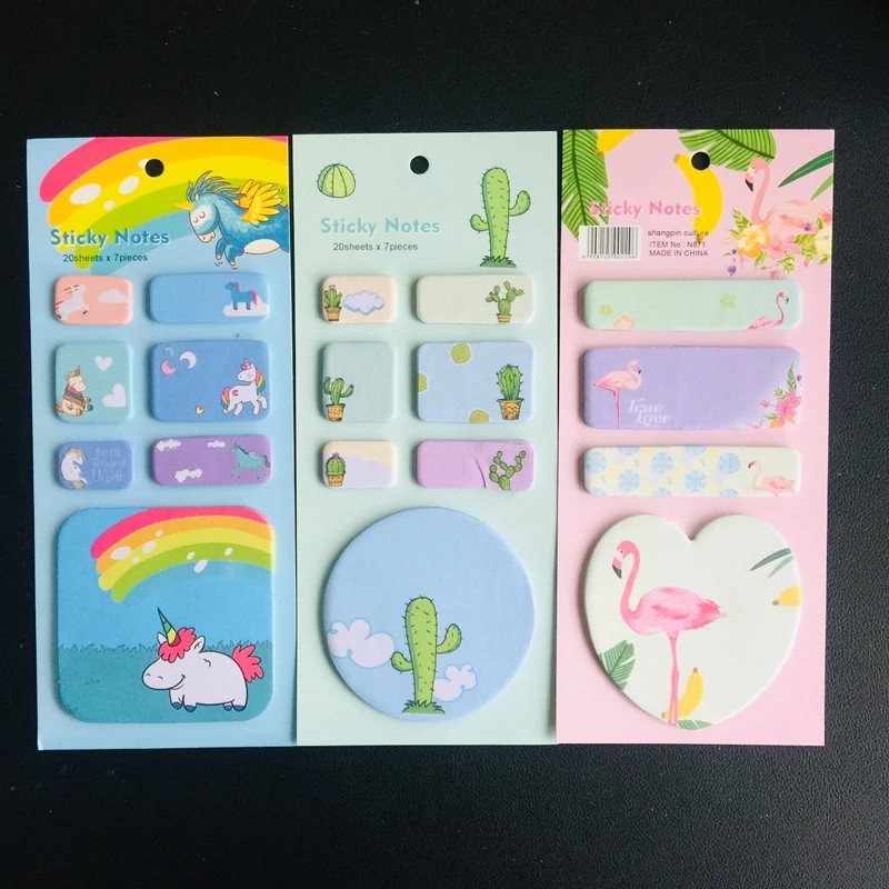 

1pc Cute Unicorn Cactus Flamingo Memo Pad Sticky Notes Writing Notepad School Office Supply Stationery