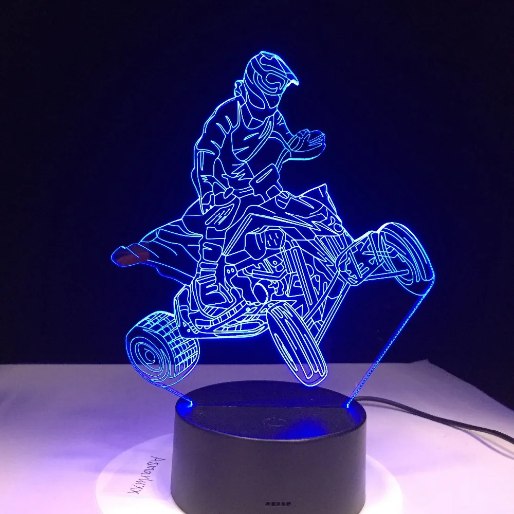 Четыре колеса горный автомобиль гоночный спортивный 3D лампен 7 цветов USB ночник