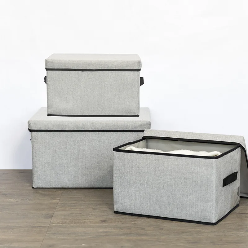

YINUO Cotton Linen Quilts Toys Storage Boxes Washable Big Capacity Wardrobe Storage Box Space-Save Closet Organizers Cloths