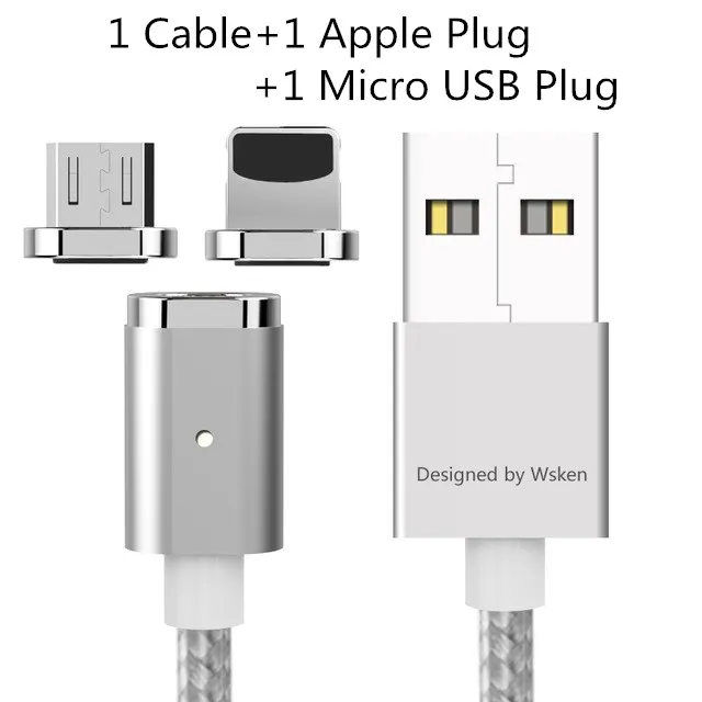 Mini 2 Wsken Micro USB Магнитный кабель для зарядки с металлической оплеткой Магнитный кабель для зарядки для Android - Цвет: For iPhone Micro USB